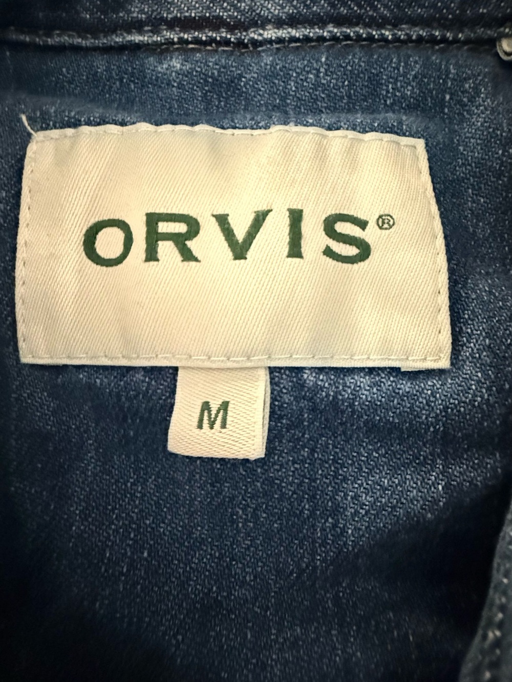 ORVIS Womens Medium Denim Chore Jacket Utility Barn Coat Blue Heritage Style - Picture 4 of 10